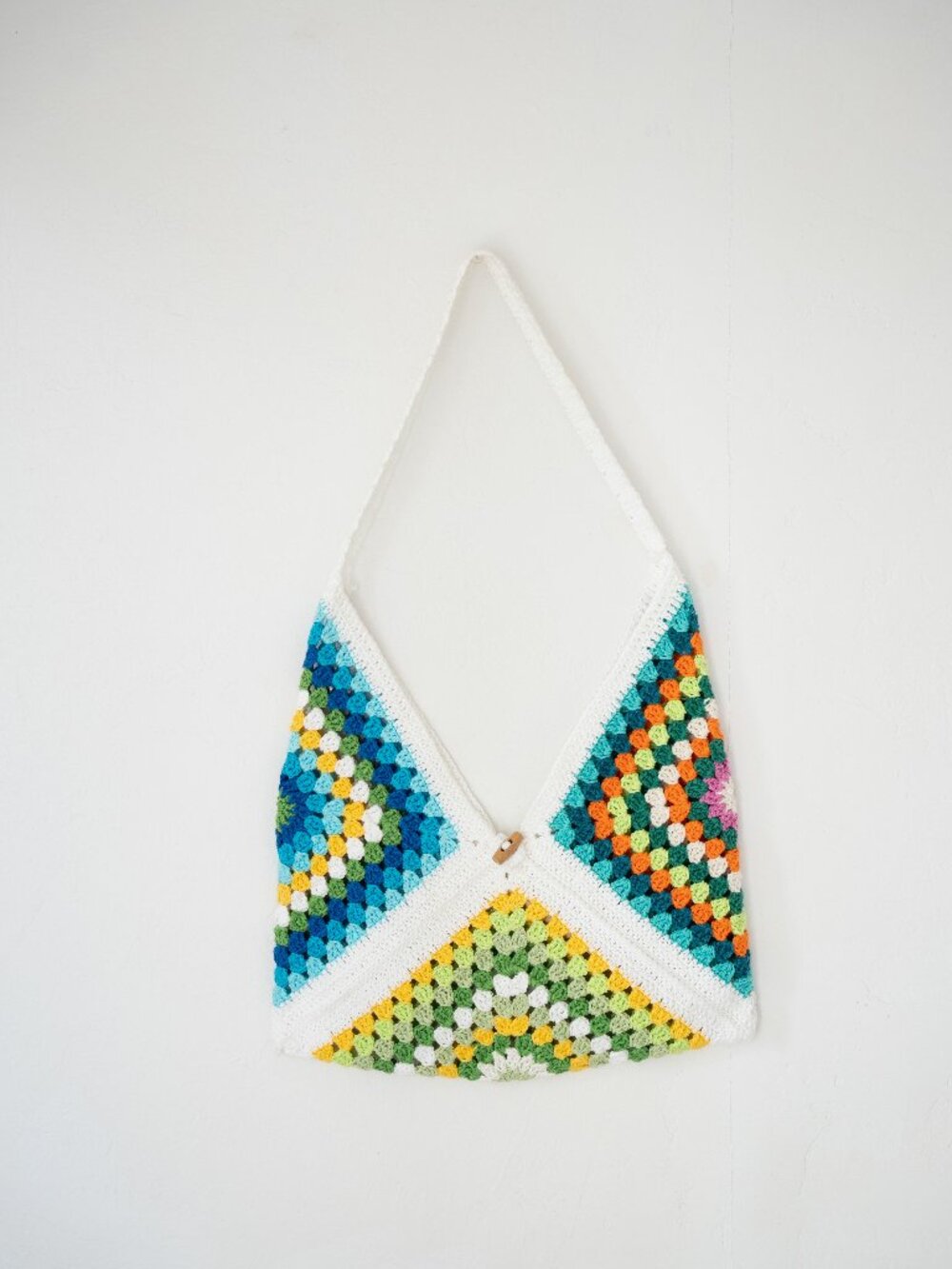 Colorful Crochet Granny Square Shoulder Bag Handmade Style Boho Hobo Tote